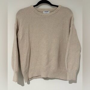 Old Navy Women’s Tunic Sweater Oatmeal Cotton Crewneck Knit Cozy Casual Small